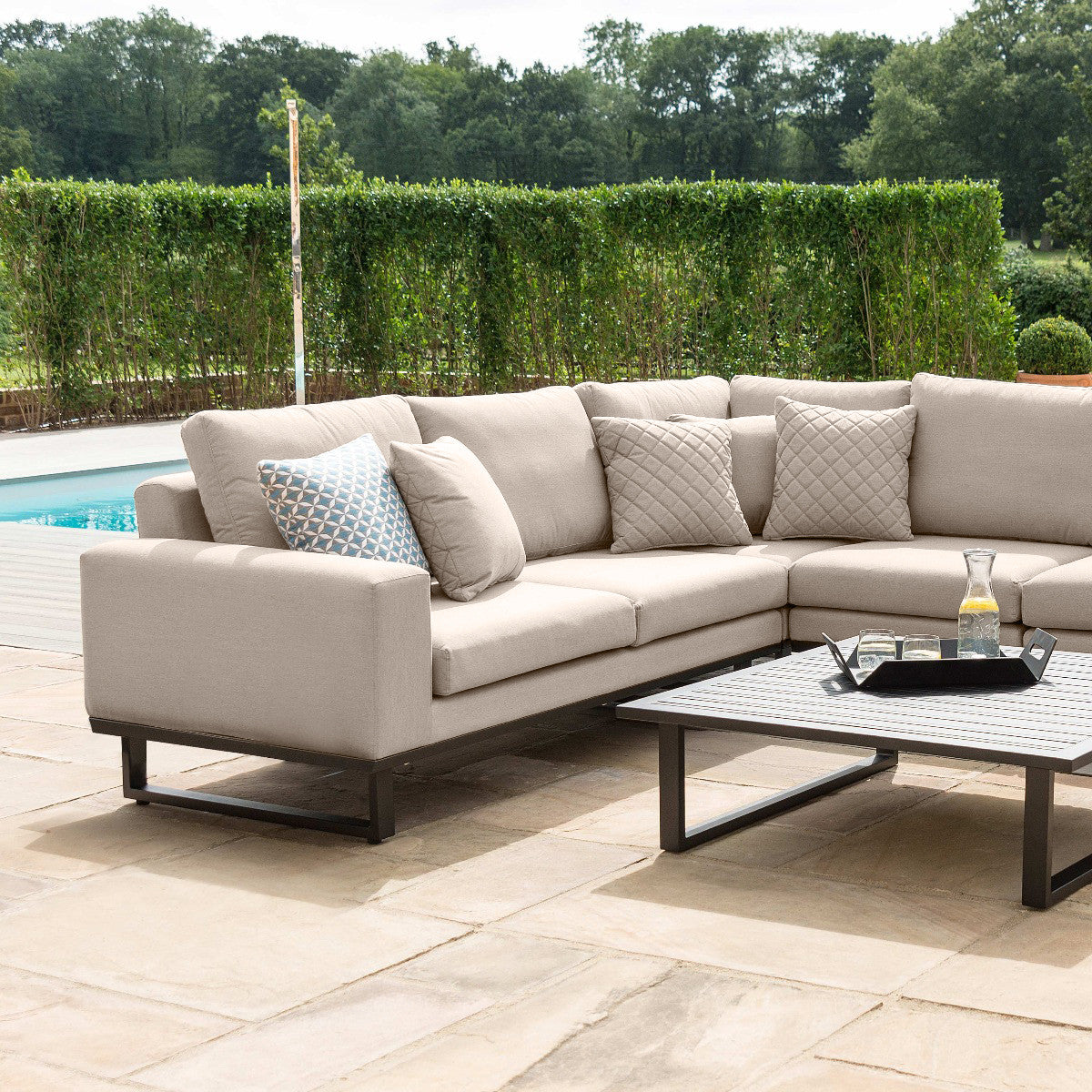 Maze Ethos Oatmeal Outdoor Corner Sofa Set with Coffee Table | 5 Seater